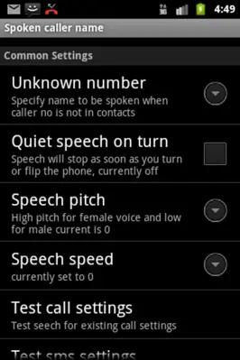 Spoken caller name free android App screenshot 1